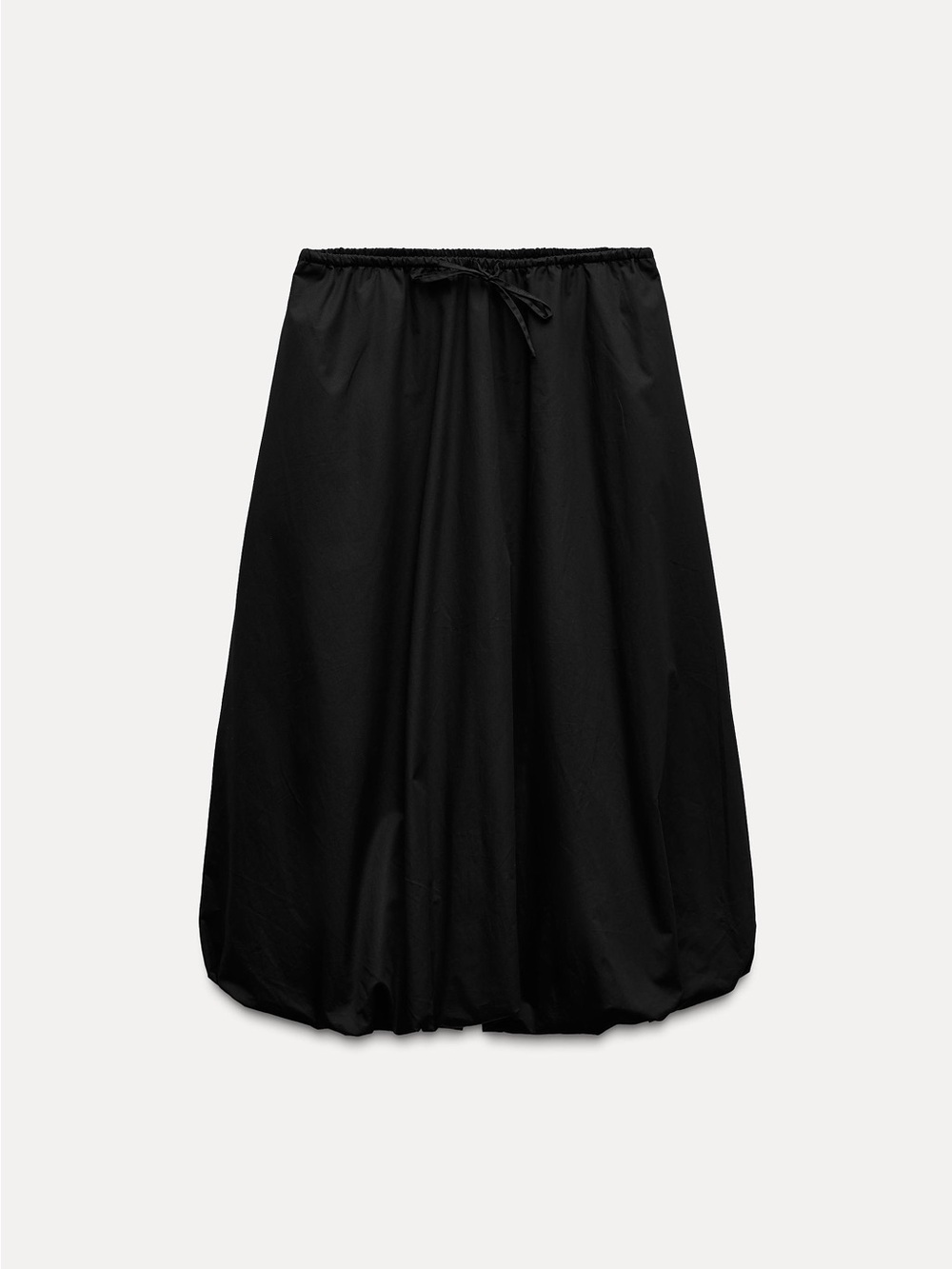 Zara Black Drawstring Balloon Hem Midi Skirt